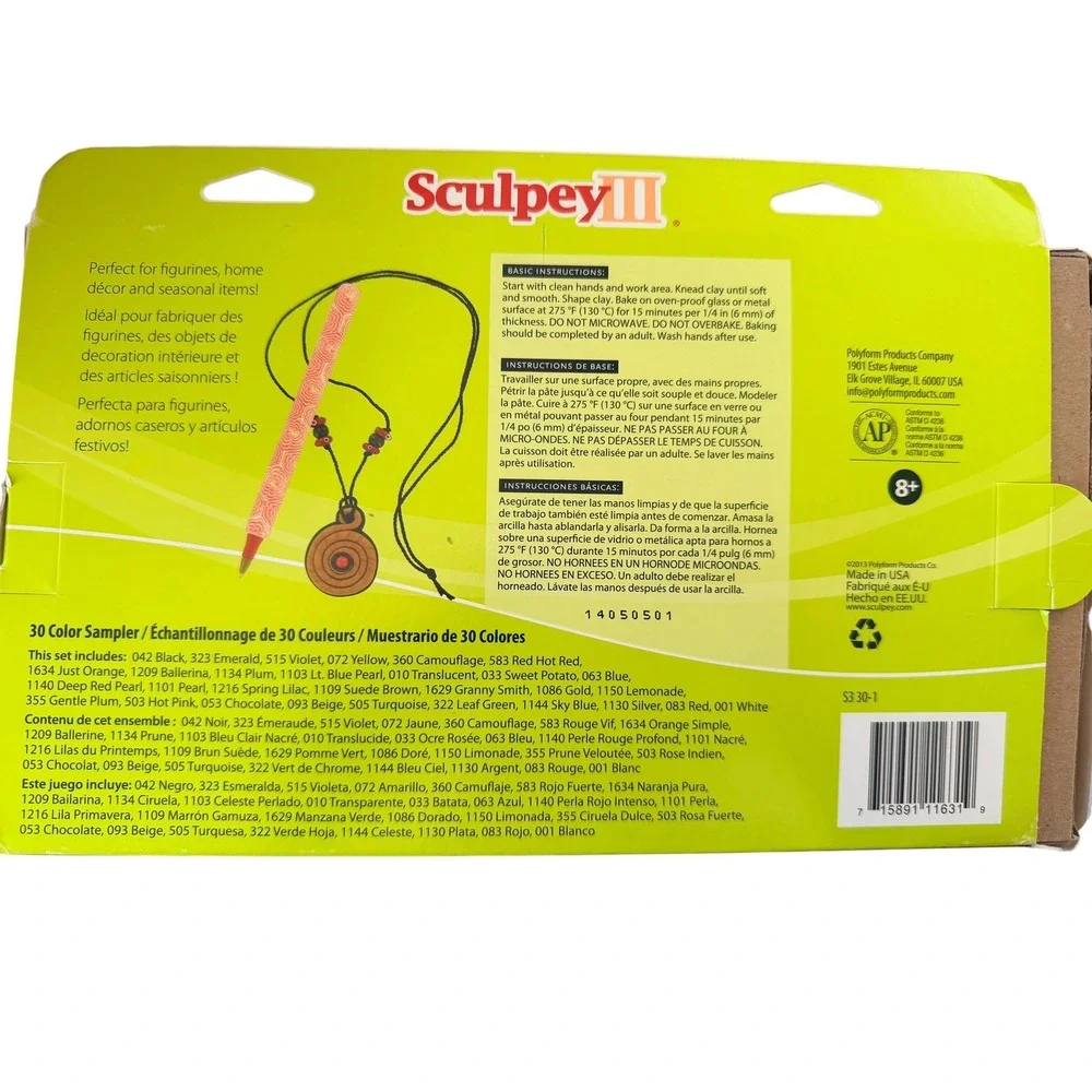 Sculpey III Oven Bake Clay 30pc Set Multicolor Good Sampler Crafting Sculpting